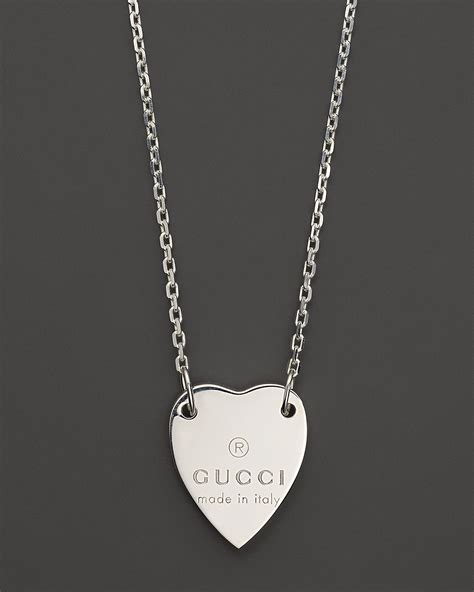 gucci trademark heart necklace sterling silver|Gucci engraved heart necklace.